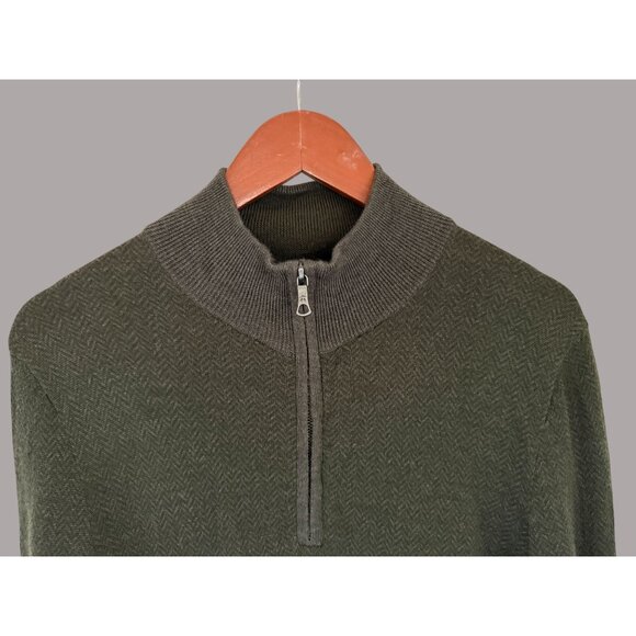 Brooks Brothers Olive Green Merino Wool Half-Zip Sweater M - Picture 4 of 6